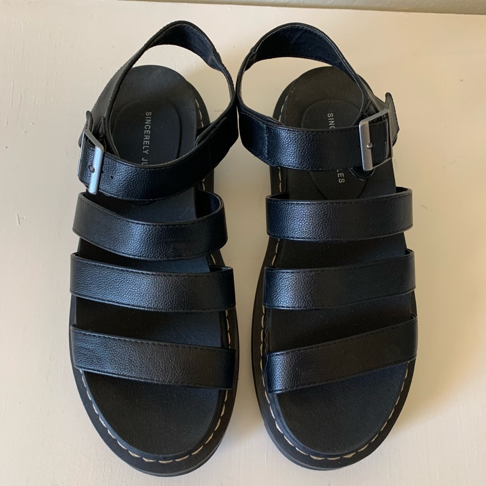 Black Doc Marten Look Alike Sandals